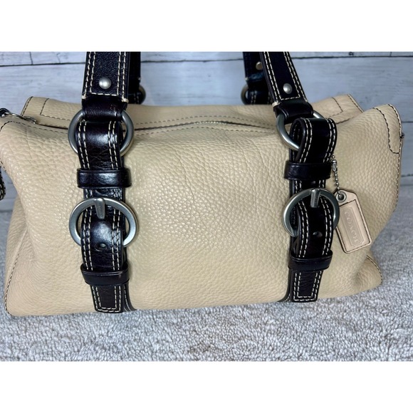 Coach Chelsea Satchel Cream Brown Pebbled Leather Handbag F10887 - Picture 4 of 10